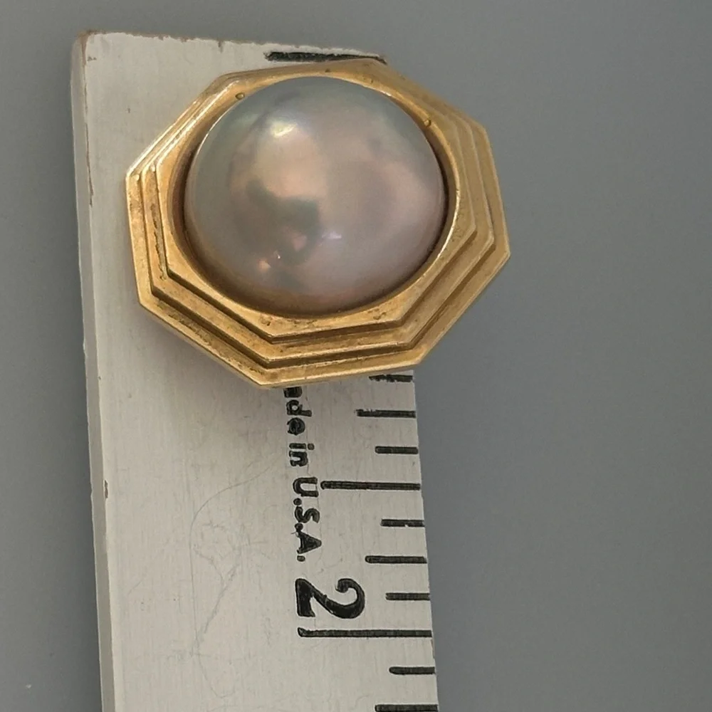 14k real solid Gold real Pearl Earrings